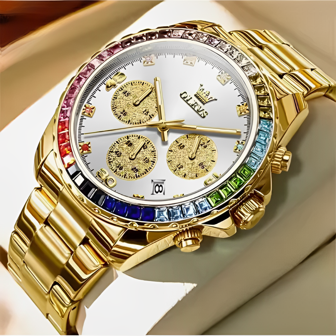 Reloj Arcoiris Diamantado - Para Hombre