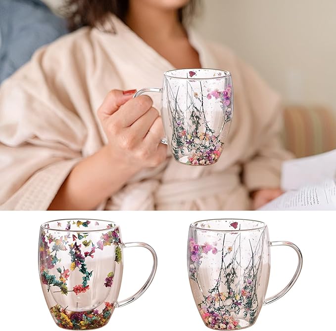 Taza Floral™ (Vidrio de Doble Capa)