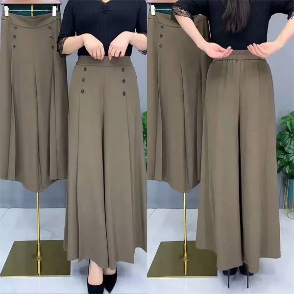 Pantalones de Pierna Ancha con Cintura Alta para Mujer