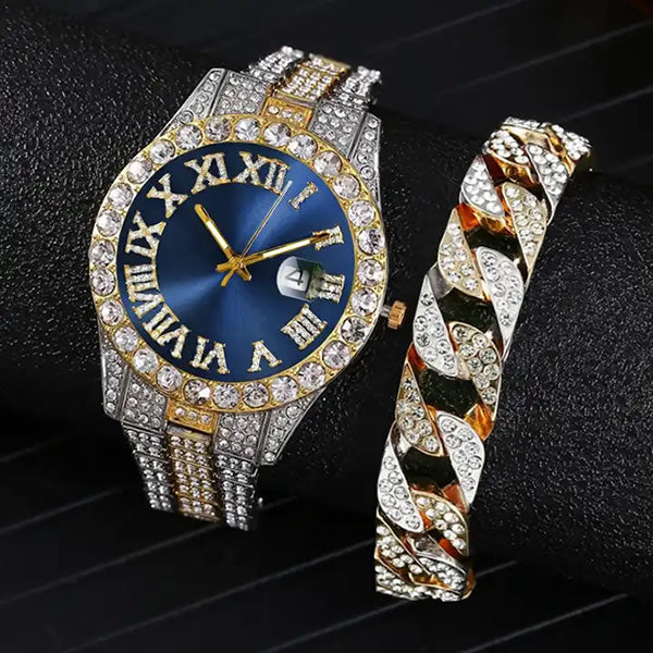 Reloj de Cuarzo  + Pulsera de Lujo (Diamantes de Fantasia )