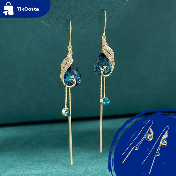 Pendientes Elegantes con Forma de Pavo Real